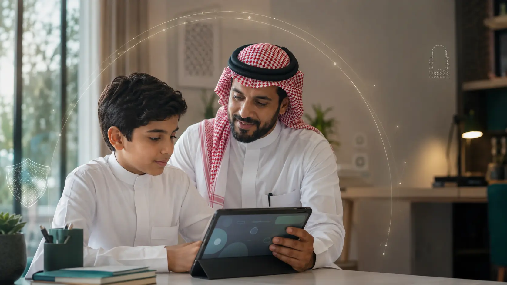 طفل يطلب الإرشاد الرقمي من بالغ موثوق